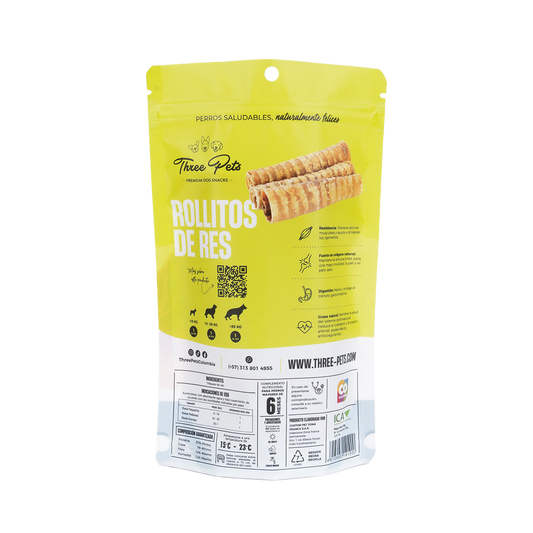 Three Pets Rollitos de Res - Snacks para Perros