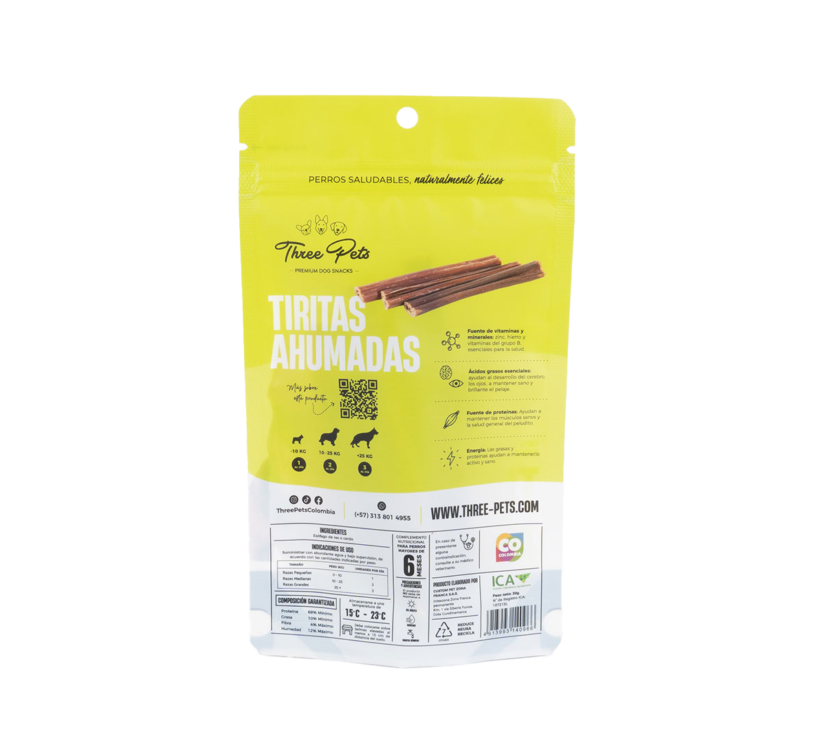 Three Pets Tiritas Ahumadas - Snacks para Perros