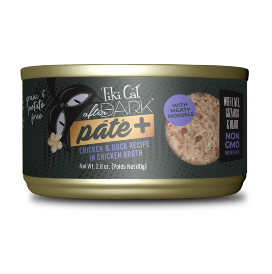 Tiki Cat After Dark Pâté Chicken and Duck Recipe In Chicken Broth - Alimento Húmedo para Gatos