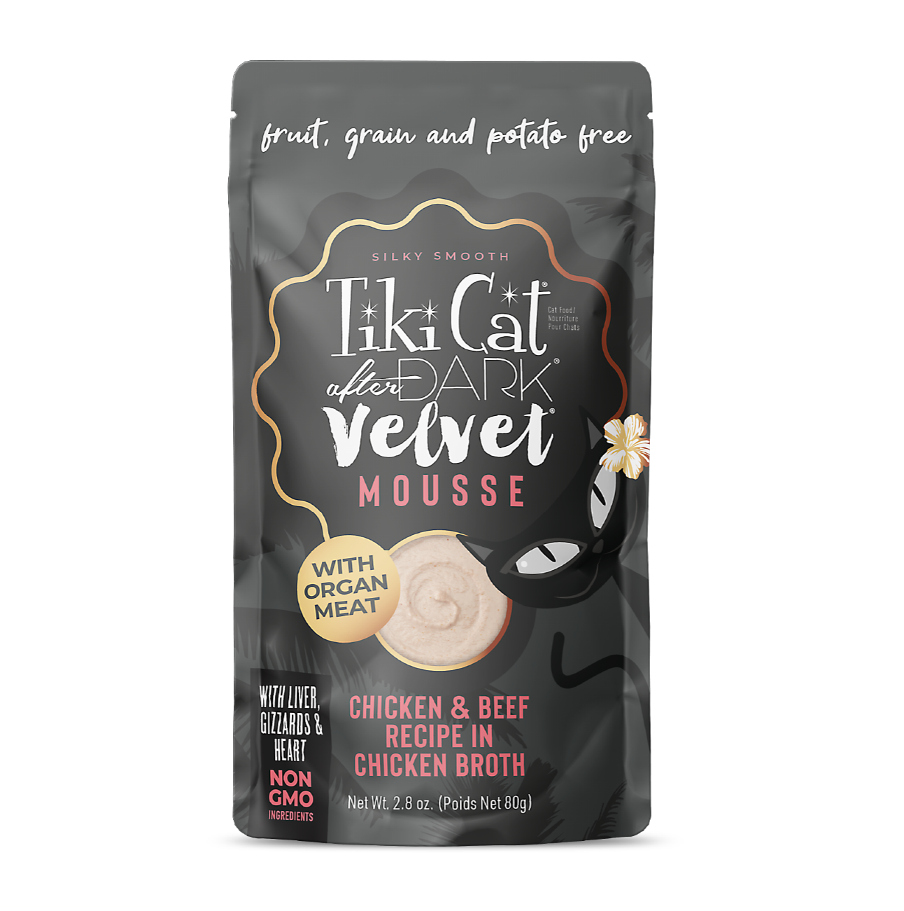 Tiki Cat After Dark Velvet Mousse Chicken and Beef Recipe in Chicken Broth - Alimento Húmedo para Gatos