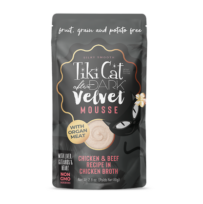 Tiki Cat After Dark Velvet Mousse Chicken and Beef Recipe in Chicken Broth - Alimento Húmedo para Gatos