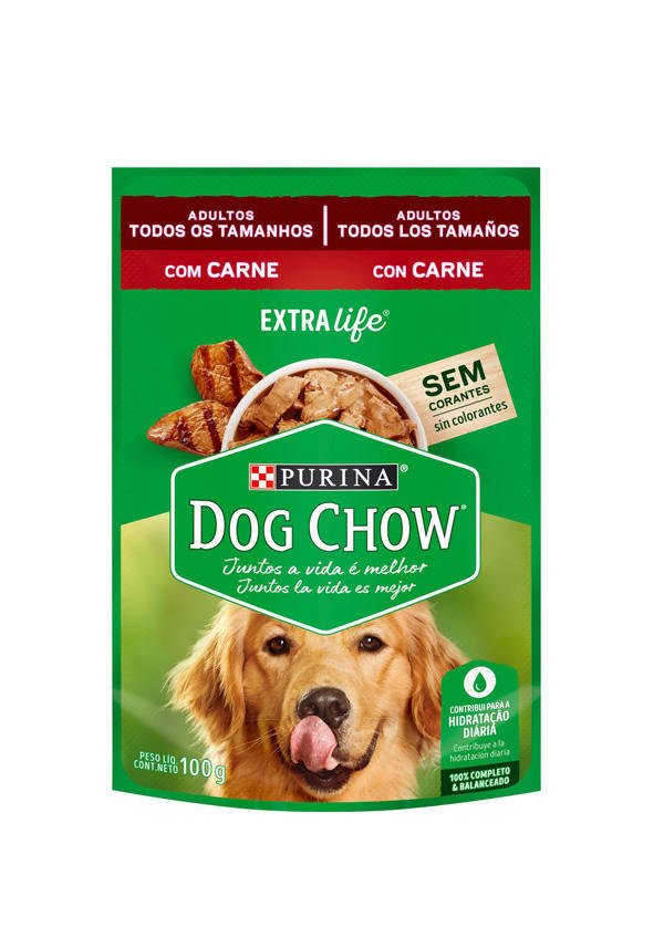 Dog Chow Pouch Adultos Carne - Alimento Húmedo para Perros
