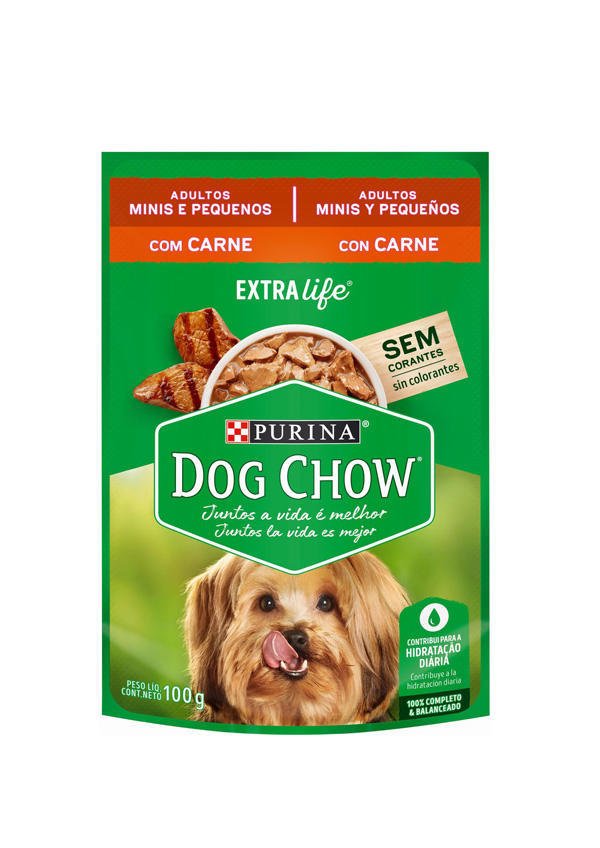 Dog Chow Pouch Adultos Mini y Pequeños Carne - Alimento Húmedo para Perros