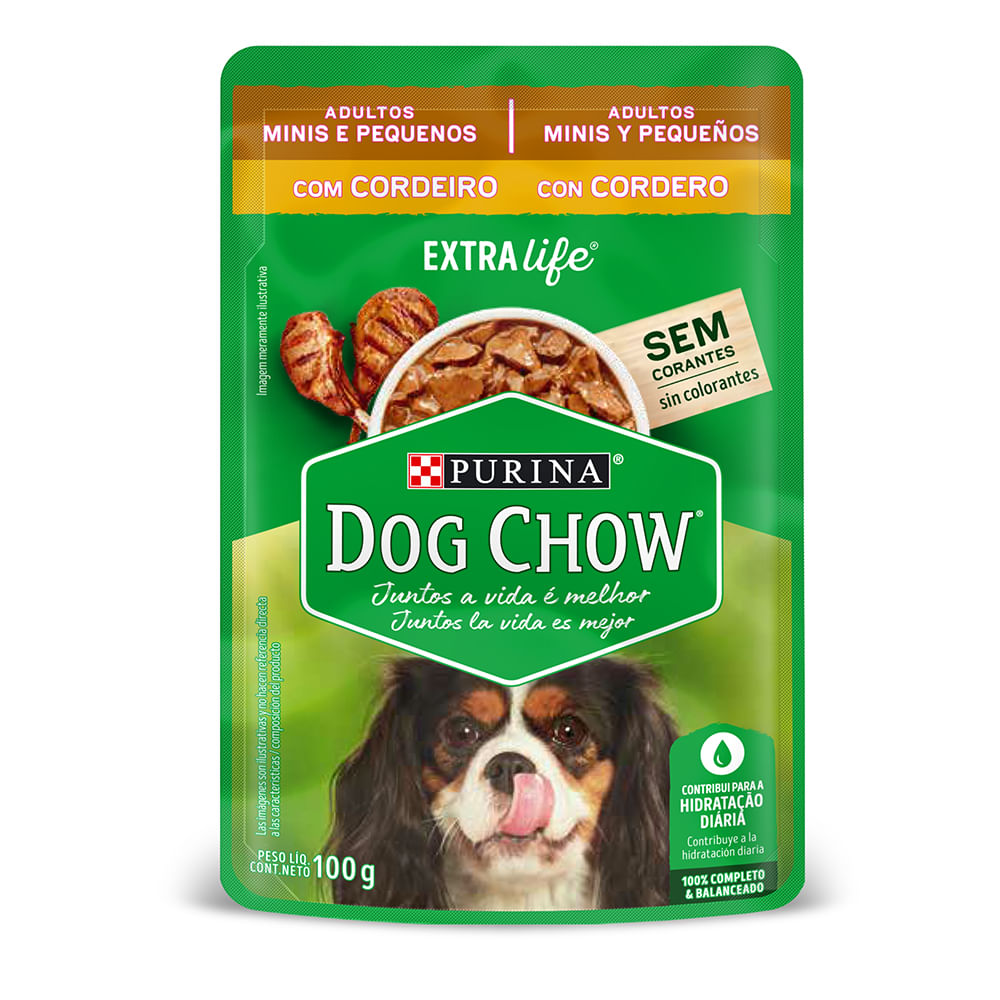 Dog Chow Pouch Adultos Mini y Pequeños Cordero - Alimento Húmedo para Perros