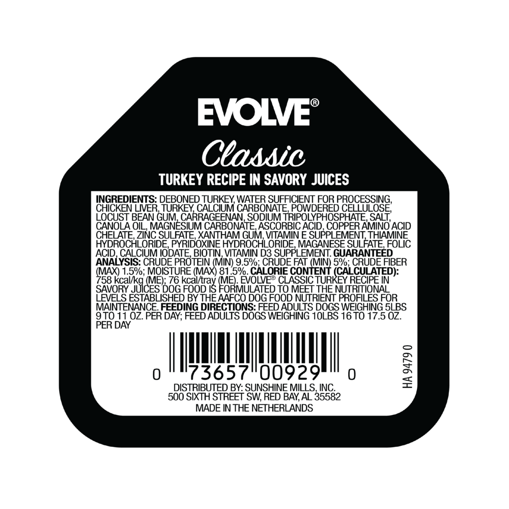 Evolve Classic Crafted Meals Pavo - Alimento Húmedo para Perros
