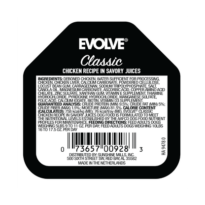 Evolve Classic Crafted Meals Pollo - Alimento Húmedo para Perros