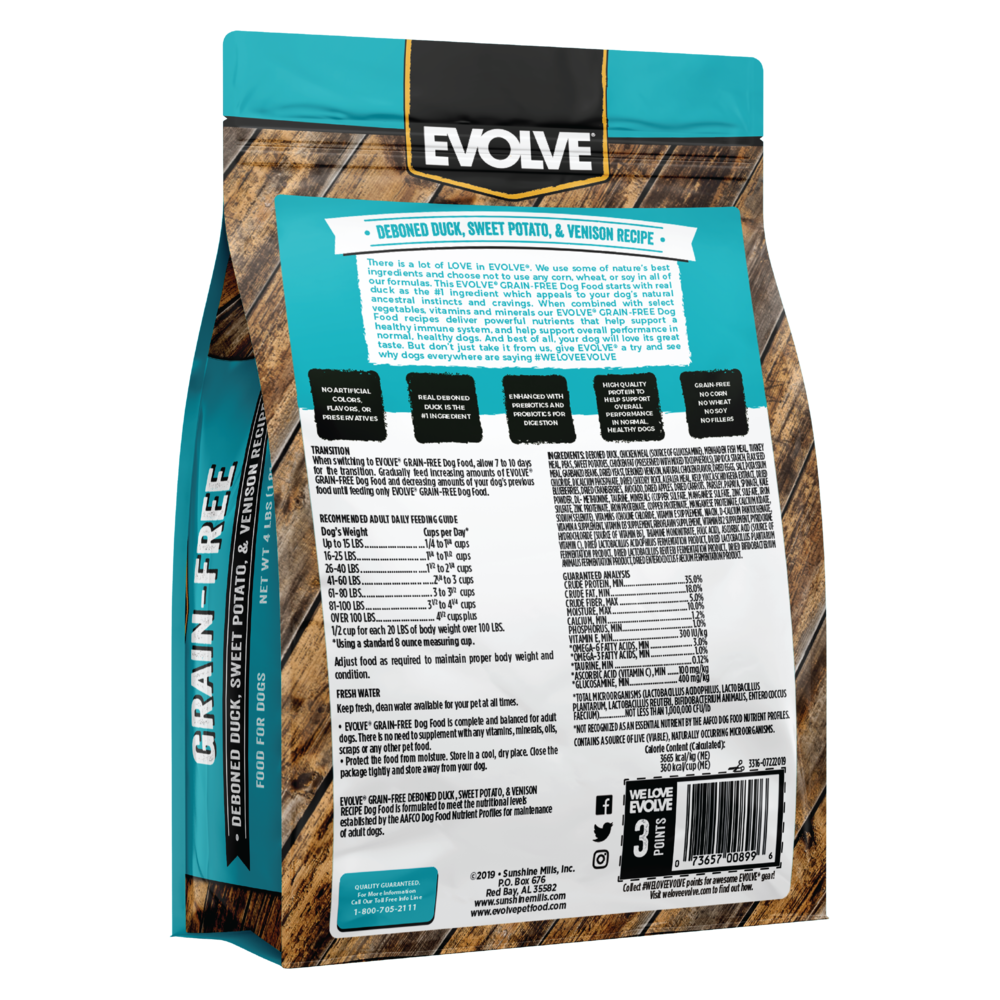Evolve Grain Free Pato - Alimento Holistico para Perros