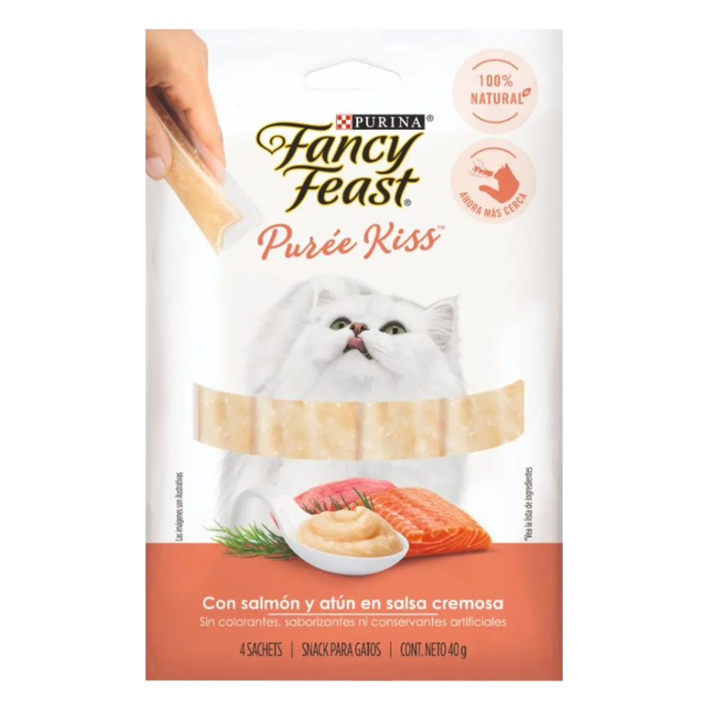 Fancy Feast Purée Kiss Atún y Salmón - Snacks para Gatos