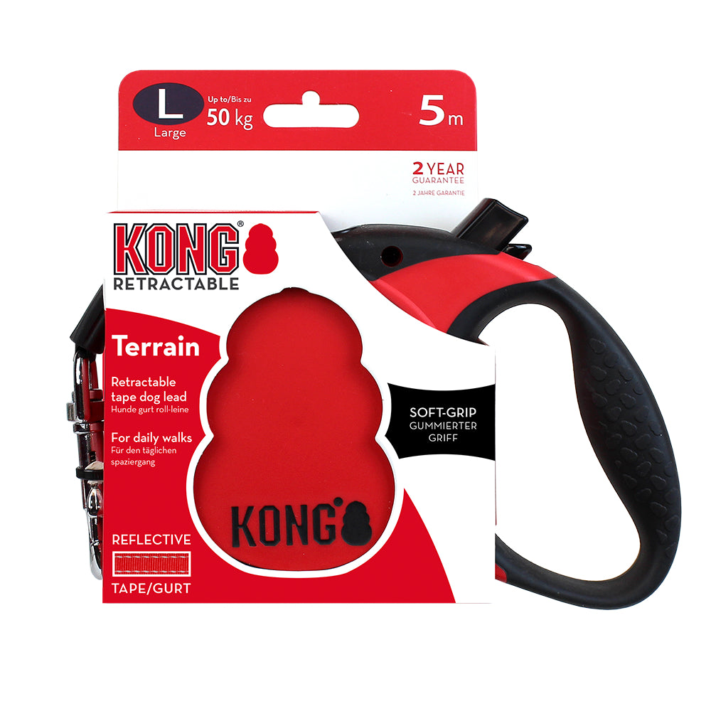 Kong Correa Retráctil Terrain Rojo - Correa Retráctil para Perros