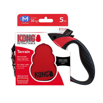 Kong Correa Retráctil Terrain Rojo - Correa Retráctil para Perros