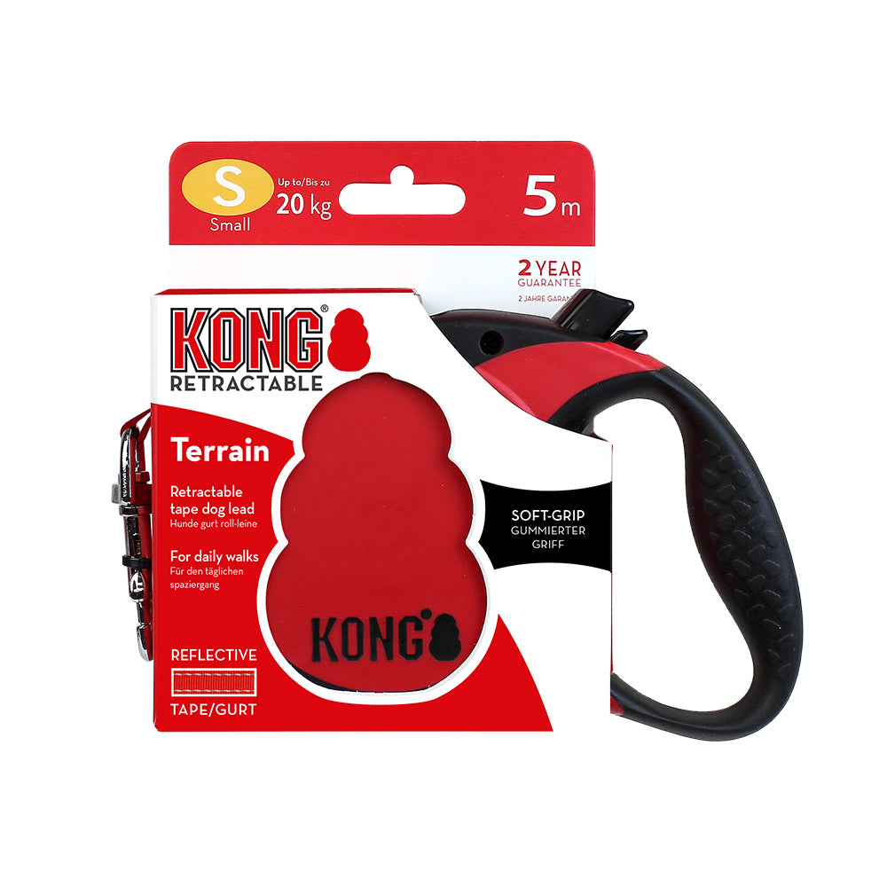 Kong Correa Retráctil Terrain Rojo - Correa Retráctil para Perros