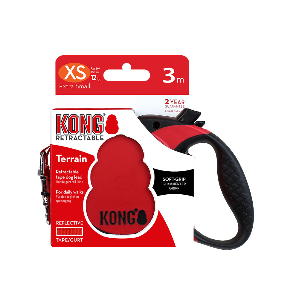 Kong Correa Retráctil Terrain Rojo - Correa Retráctil para Perros