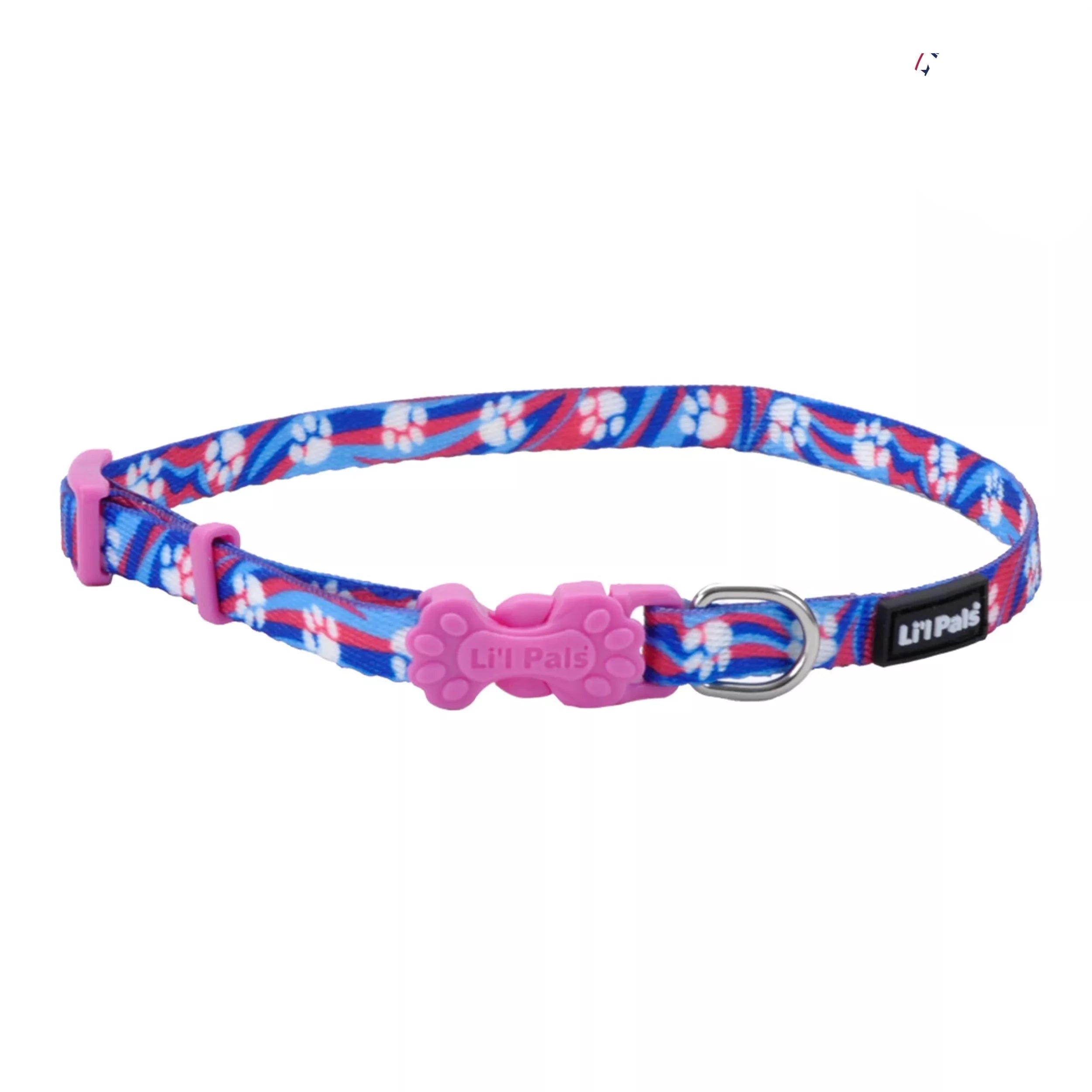 Li'l Pals Adjustable Collar Light Blue Paw - Collares para Perros