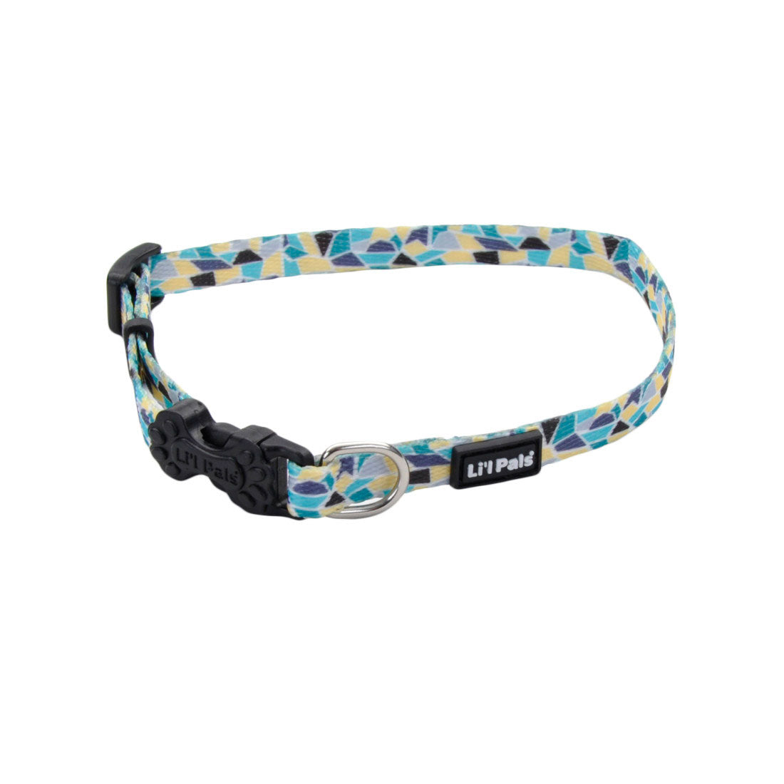 Li'l Pals Adjustable Collar Teal Yellow Grey Stained Glass - Collares para Perros