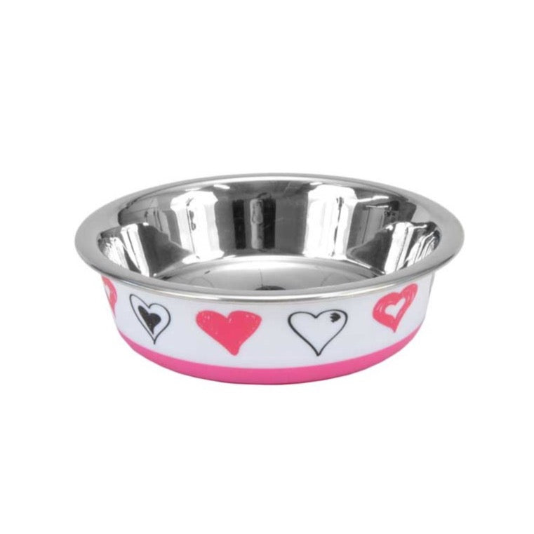 Maslow Design Hearts White/Pink - Comederos para Gatos
