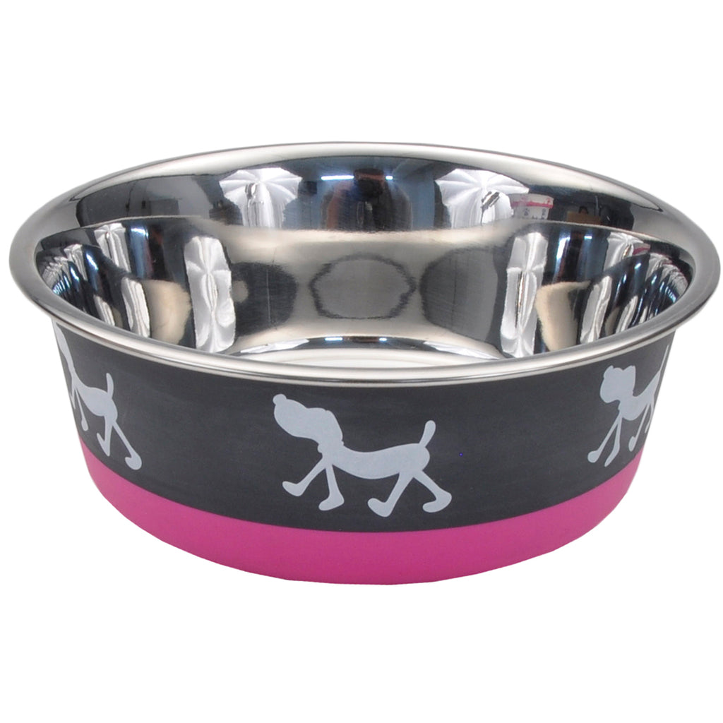 Maslow Non-Skid Pup Design Bowl Rosado - Comederos para Perros