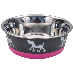 Maslow Non-Skid Pup Design Bowl Rosado - Comederos para Perros