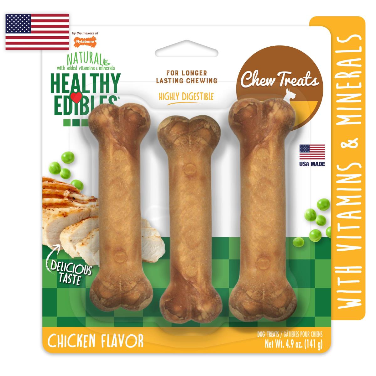 Nylabone Healthy Edibles Long Lasting Chicken - Snacks para Perros