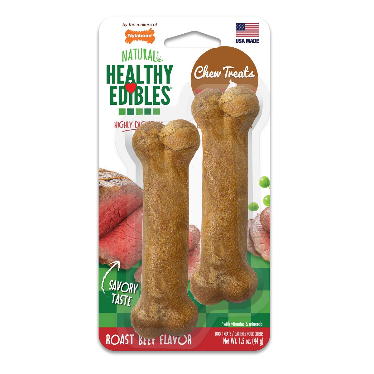 Nylabone Healthy Edibles Long Lasting Roast Beef - Snacks para Perros