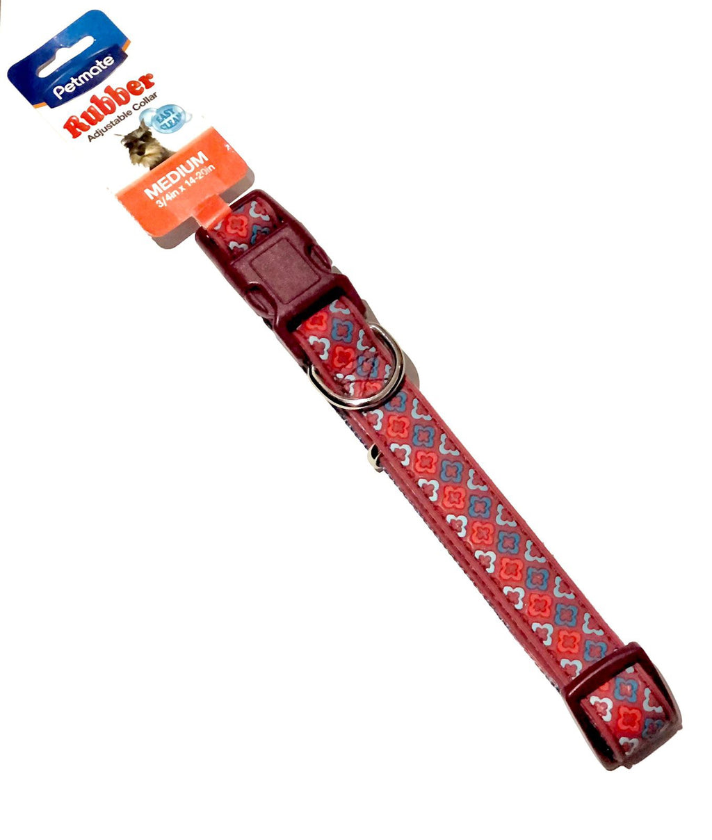Petmate Red Mosaico Rubber Adjustable Collar Medium - Collares para Perros