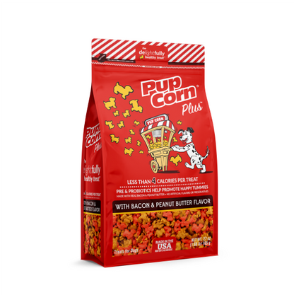 Pup Corn Plus Tocineta y Mantequilla de Maní - Snacks para Perros