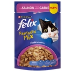 Felix Fantastic Mix Salmón y Salsa Sabor Carne - Alimento Húmedo para Gatos
