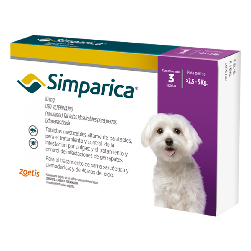 Simparica para Perros de 2.5 KG a 5 KG - Antipulgas para Perros a domicilio en Bogotá
