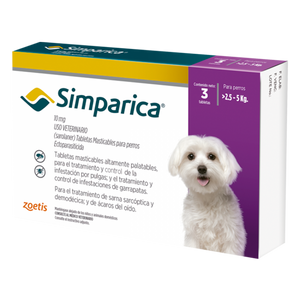 Simparica para Perros de 2.5 KG a 5 KG - Antipulgas para Perros a domicilio en Bogotá