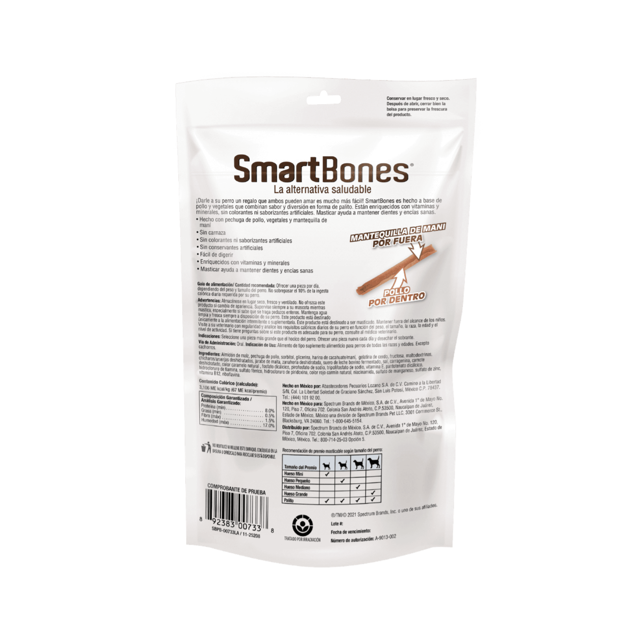 SmartBones Sticks Mantequilla de Maní Sin Artificiales - Snacks para Perros