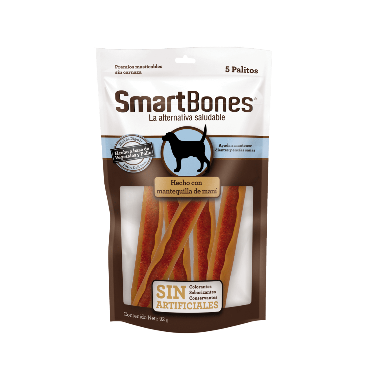 SmartBones Sticks Mantequilla de Maní Sin Artificiales - Snacks para Perros